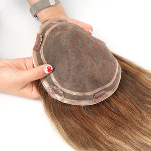 100% 정통 진짜 자연 인모 조각 모노 인간 무료 스플릿 헤어 토퍼 - Product Image 6