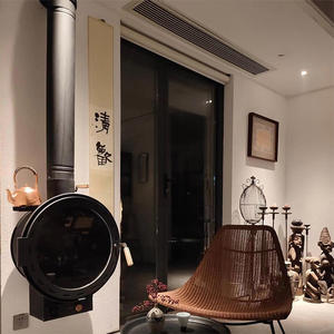 Cheminée murale suspendue en acier moderne, personnalisée en usine, pour brûlage de bois en intérieur - Product Image 3