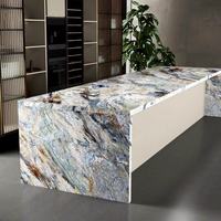 Panneau de surface moulé en profondeur aspect marbre, pierre frittée de luxe moderne, pour mur extérieur de villa, 2700x1200x9mm, carreaux de sol souples