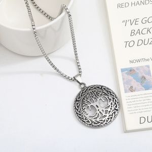 Collana con Ciondolo Retrò Punk in Acciaio Inox 316L, Testa di Lupo, Albero della Vita, Croce, Crocifisso, Ascia, Catena a Maglie per Uomo - Product Image 6