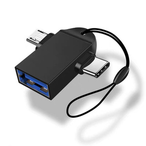 Adaptateur <span class=keywords><strong>USB</strong></span> 3.0 vers <span class=keywords><strong>Type</strong></span> <span class=keywords><strong>C</strong></span> Micro <span class=keywords><strong>USB</strong></span> OTG 2 en 1 en alliage d'aluminium, charge rapide, synchronisation des données, convertisseur pour téléphone portable - Product Image 2