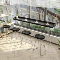 Comptoir de bar en bois massif acrylique, plateau noir avec bordure, tabouret de bar flottant transparent commercial pour fenêtre