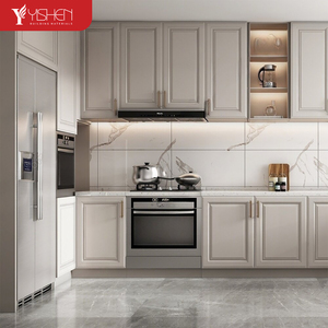 Thiết kế phổ biến màu xám trắng thiêu kết đá Modular tủ bếp với phong cách Châu Âu vòi nước backsplash đảo thiết lập - Product Image 1