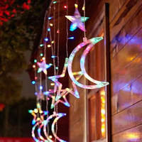 Guirlande lumineuse étanche étoiles et lunes, 8 modes, lumière chaude, pour décoration de fenêtre, camping, mariage, fête, extérieur