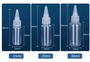 Bouteille d'emballage vide d'applicateur d'huile de cheveux en plastique transparent de 10ml 15ml 30ml avec le chapeau de distribution ouvert par torsion - Product Image 2