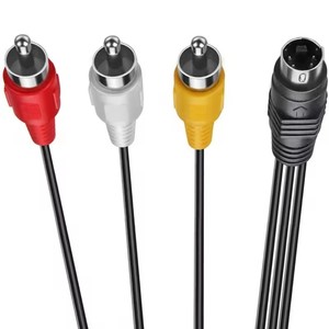30cm 150cm Mini DIN 4 pines S-Video macho a 3 RCA macho hembra AV Audio Video adaptador Cable DVD PC <span class=keywords><strong>TV</strong></span> - Product Image 6