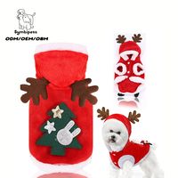 Pull de Noël personnalisé pour chien avec logo, vêtements pour animaux de compagnie motif Père Noël et renne, vêtements chauds en polaire pour chat et chien, OEM ODM