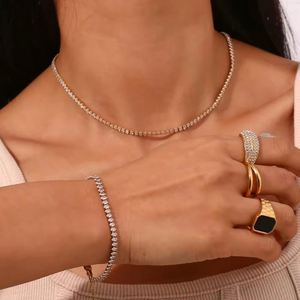 Zircon brillant givré Tennis Zircon collier Chokers pour femmes collier bijoux bijoux de mariée - Product Image 5