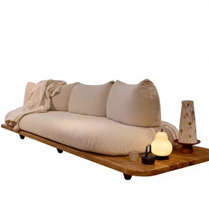 Divano Monoposto per Piccoli Appartamenti, Stile Antico Giapponese Tatami, in Velluto Granulare ad Alta Resilienza e Legno Massello - Product Image 1