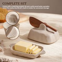Boîte à beurre en céramique artisanale texturée, pot à beurre en poterie rustique avec couvercle, vaisselle de cuisine pour la maison et les restaurants