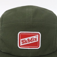 Casquettes de camping pour hommes à 5 panneaux en sergé de coton respirant, à visière plate, avec logo tissé personnalisé, de haute qualité, vente en gros