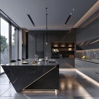 Meubles de cuisine en Formica, sur mesure, en bois massif de frêne de luxe, charnières à fermeture douce, plan de travail en quartz, évier, robinet, marbre