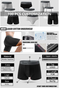 Venta al por mayor de tejidos de punto personalizados suave agradable a la piel transpirable cómodo bóxer de los hombres ropa interior corta - Product Image 5