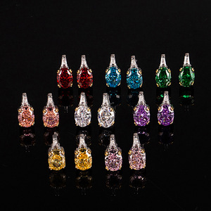 <span class=keywords><strong>Orecchini</strong></span> Ovali con Taglio a Fiore di Ghiaccio Incastonati con Zirconi Rosa ad Alto Contenuto di Carbonio Gioielli di Moda Aperti e Delicati Spedizione Singola - Product Image 3