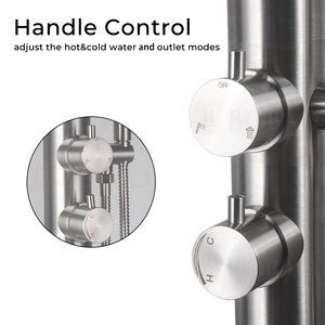 Ensemble de <span class=keywords><strong>douche</strong></span> sur pied rond contemporain en acier inoxydable, 2 fonctions, <span class=keywords><strong>eau</strong></span> <span class=keywords><strong>chaude</strong></span> <span class=keywords><strong>et</strong></span> <span class=keywords><strong>froide</strong></span>, <span class=keywords><strong>douche</strong></span> extérieure avec douchette - Product Image 3