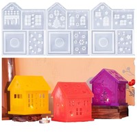 DIY Weihnachts-Schneeflocken-Kerzenhaus Silikonform für Harz Weihnachtsbaum Kleine Nachtlampe Harz-Kerzen-Silikonform