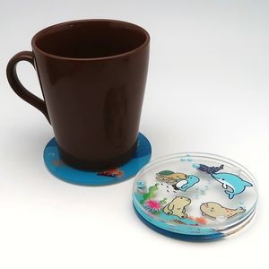 Venta caliente clásico Animal patrón impreso posavasos de plástico transparente respetuoso con el medio ambiente Canplow promoción océano diseño 4 "regalos de recuerdo - Product Image 2