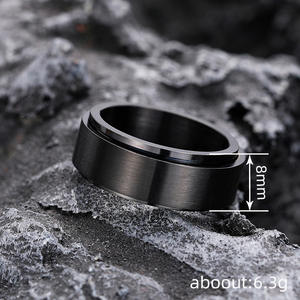 Dj055 <b>Tungsten</b> Men's Wedding Band <b>Ring</b> Plain <b>Black</b> Rotating Design Engagement Fashion Jewelry 8mm Width - Product Image 5