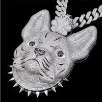 Colgante de Plata de Ley 925 con Moissanita Iced Out de Fábrica Directa, Diseño de Cara de Bulldog Francés, para Moda Urbana