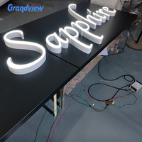Lettres programmables multicolores changeantes, lettres 3D RGB personnalisées, enseigne LED pour entreprise avec télécommande pour enseigne commerciale