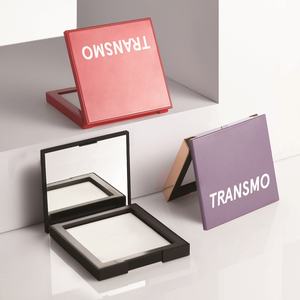 Boîtier vide pour fard à joues et illuminateur, emballage compact carré en plastique noir avec miroir, idéal pour marque privée - Product Image 1