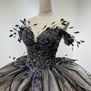 Elegant <b>Black</b> Beading Sequins 2024 <b>Plus</b> <b>Size</b> Ball Gown Party <b>Dresses</b> Women <b>Wedding</b> <b>Dress</b> Wm01 - Product Image 4