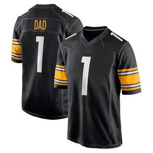 Jersey Sepak Bola Amerika Lengan Pendek Tim Pittsburgh Putih Hitam Nama Pemain Nomor Kustom Dapat Bernapas Cepat Kering - Product Image 3