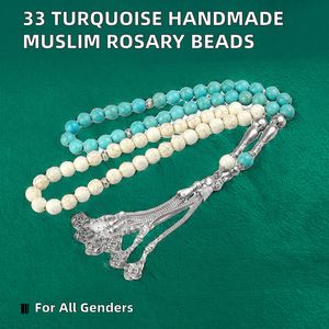 Pulseras de cuentas musulmanas hechas a mano, 33 cuentas de piedra artificial, Misbaha, Rosario, Regalo islámico, Tasbih de 10 mm, Joyería religiosa al por mayor - Product Image 2