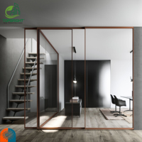 Porte coulissante de luxe pour balcon Porte coulissante double en aluminium empilable en verre