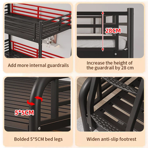 Double-Layer Steel Adjustable <strong>Bunk</strong> Bed for Adults and Kids <strong>Triple</strong> <strong>Bunk</strong> with Stairs KD Easy Assembly Bedroom &amp; Apartment Use - Product Image 2