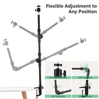 Support de caméra avec clip de téléphone Clip de téléphone à col de cygne flexible pliable de 22 pouces et support de projecteur de bureau