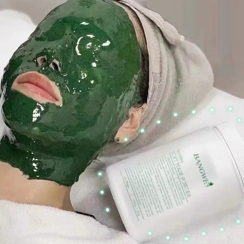 300G Groen Blauw Zacht Masker Poeder Anti-Aging Kalm Anti Acne Reparatie Hydrateert Hydrateert Huid Spirulina Poeder Gelei Masker