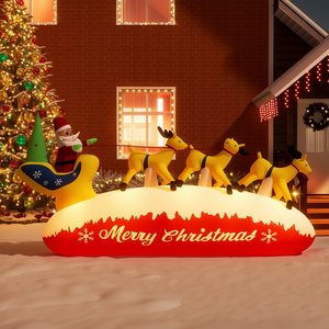 Décoration de Noël gonflable Père Noël et rennes, éclairée, pour extérieur, 57,1 pouces, décoration de fête - Product Image 2