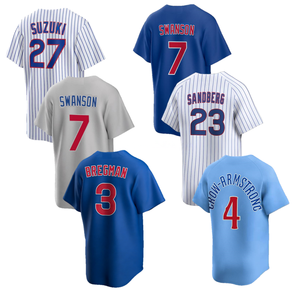 Jersey Bisbol Chicago Jahitan Grosir 2026 # 3 Alex Bregman # 4 Crow-Armstrong # 2 Nico Hoerner # 7 Dansby Swanson - Product Image 1