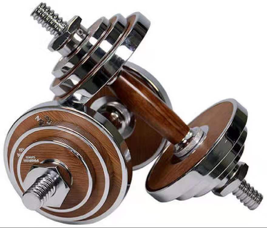 PROIRON वजन उठाने वाल-अखरोट लकड़ी स्टील टिकाऊ 20kg समायोज्य Dumbbell सेट, थोक वजन