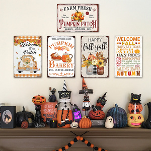 Juego de Letreros Metálicos Vintage con Diseño de Calabazas Otoñales, Decoración Retro de Pared para Otoño y Cosecha, para Cocina de Estilo Rústico y Decoración del Hogar - Product Image 2