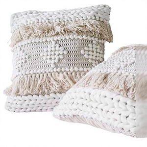 Hot Selling 2025 Boho Handloom Throw <b>Pillow</b> Covers for Couch <b>Sofa</b> 18x18 Inch Cotton Hand Woven Decorative <b>Pillows</b> Covers - Product Image 1