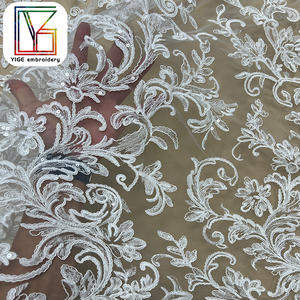 Neues Design Braut schnur Bestickte Pailletten Mesh Spitzens toff Hochwertige Pailletten Stickerei Tüll Spitzens toff für Hochzeits kleid - Product Image 2