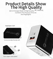 QC3.0 5V3A charge rapide 18W adaptateur secteur pour téléphone portable tête de charge USB à port unique chargeur électrique Spot en gros