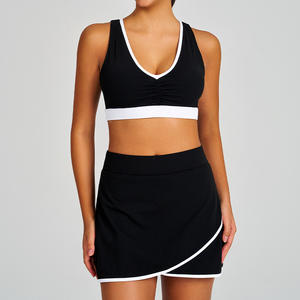 皱纹深v领性感运动连衣裙防震快干网球裙<span class=keywords><strong>2</strong></span>件套休闲健身跑步网球裙 - Product Image 4