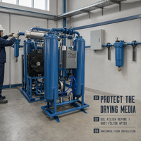 Sécheur d'air comprimé déshydratant industriel DM110MR avec une capacité de 11,5 Nm3/min pour la purification de l'air et les machines pneumatiques