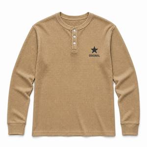 <span class=keywords><strong>Camiseta</strong></span> de Hombre Personalizada, Estilo Waffle, Manga Larga, Henley con Tres Botones, Informal, de Algodón, con Estampado DTG, Tejido de Punto, Cuello Redondo, Estilo Retro, Streetwear - Product Image 2