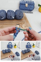 Kit de sacs à tricoter et à crocheter DIY, feuilles de toile pour point d'iguile, kit de sac en toile maillée pour la fabrication de sacs faits main, artisanat au fil acrylique