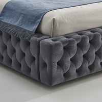 Cadre de lit de luxe moderne avec rangement relevable, taille king, rembourré, meubles design
