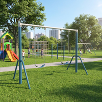 Balançoire Commerciale Extérieure Robuste Grande Taille avec Cadre en PVC et Revêtement Anti-Rouille pour Aire de Jeux, Parc et Fitness pour Maternelle