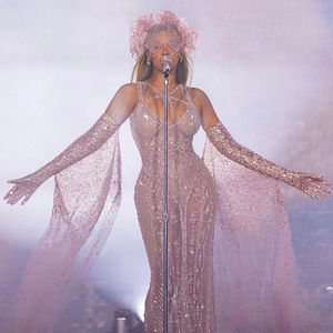 Роскошные дубайские сиреневые вечерние платья в стиле Бейонсе длинные прямые перчатки накидка рукава Блестки 3D для выпускного вечера SZ437-1 - Product Image 3