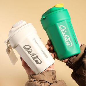 Qiluwa Stainless Steel Tumbler 13oz 17oz Vacuum Insulated Coffee <b>Mug</b> For <b>Travel</b> <b>With</b> <b>Lid</b> And Strap - Product Image 5