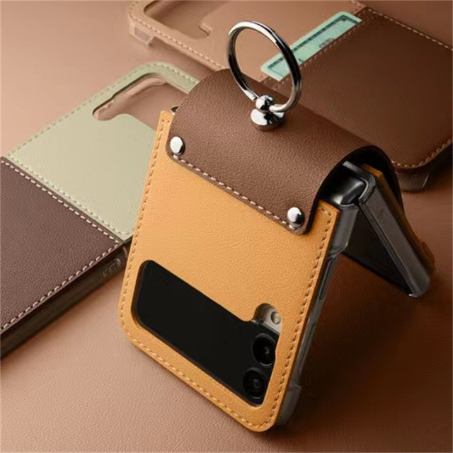 PU Cover Genuine Leather Phone Case Foldable Phone Case for Samsung Z Flip 4 3 Case