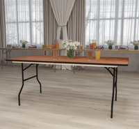 Nouvelle table rectangulaire pliante en contreplaqué de 180 cm (72 pouces) avec bordure en vinyle, idéale pour les banquets, événements, fêtes, restaurants et mariages.