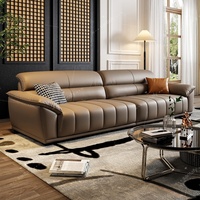 Canapé sectionnel en cuir avec éponge à haute résilience pour petit salon et villa, design moderne minimaliste à touches de piano, pieds en bois